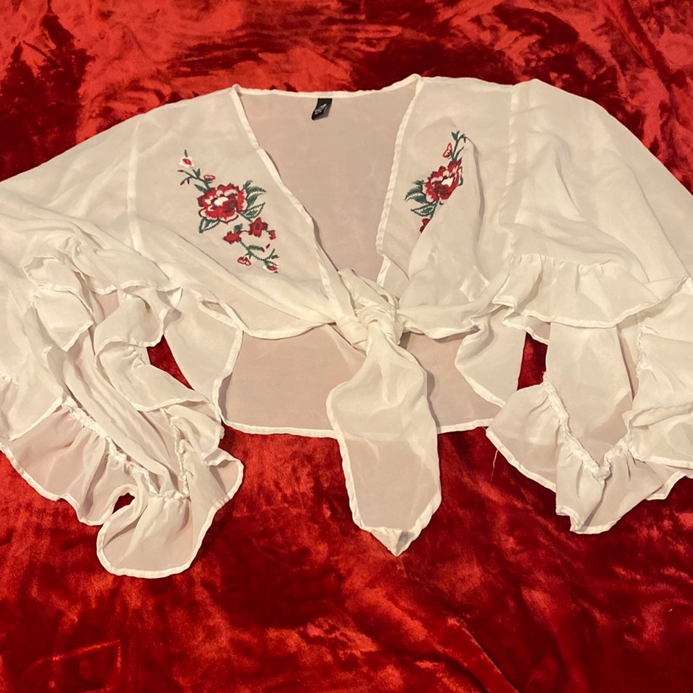 White flowered blouse